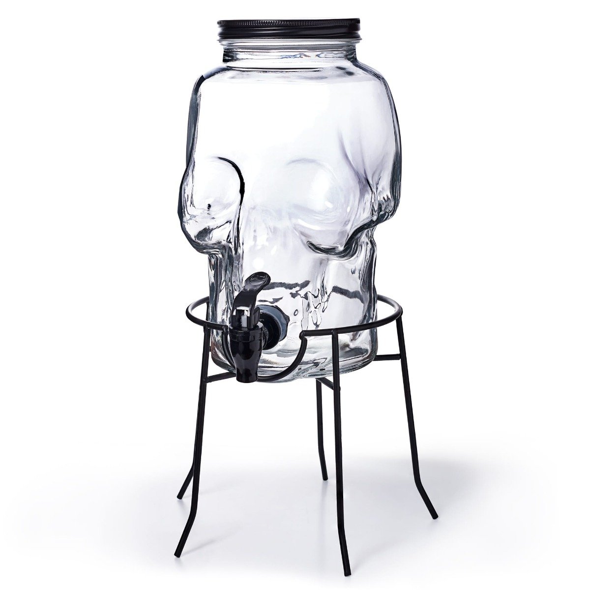 Water Container Party and Party Dispenser Sangria Ducomi 3 Litre Glass Skull Beverage Dispenser with Tap Halloween Beer Wine Dispenser Aperitif